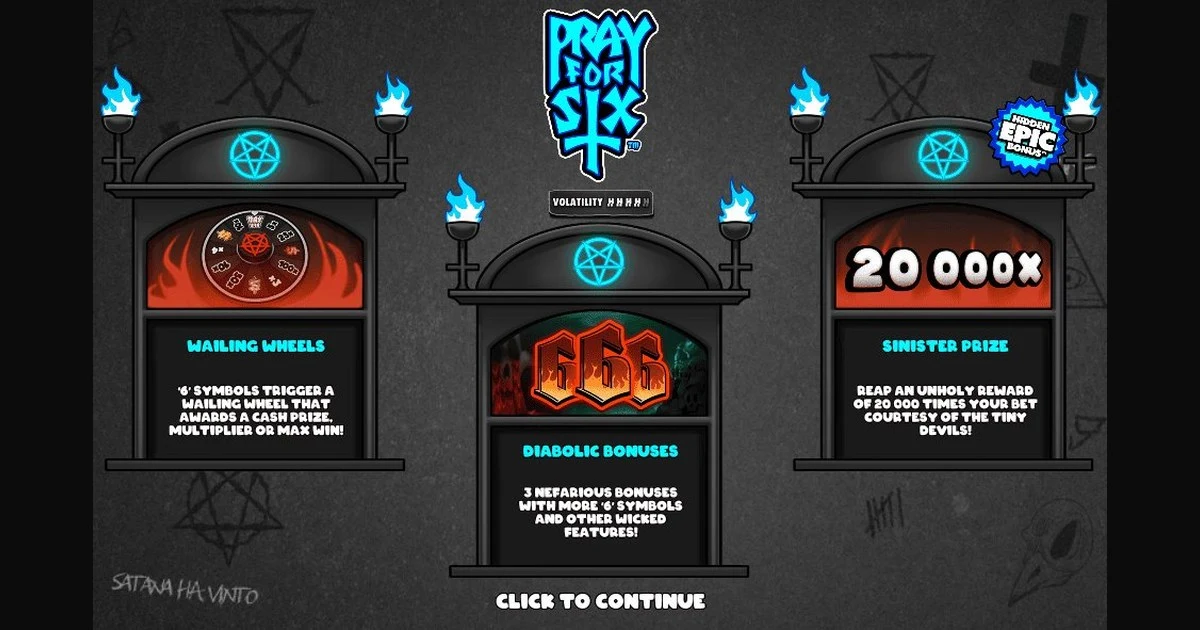 Pray for Six how to play — starting screen with bet panel and 6x5 grid