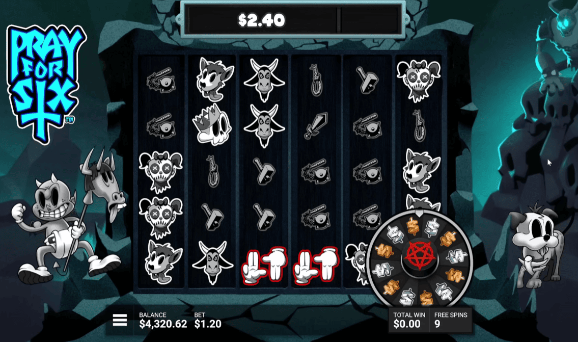 Pray for Six demo slot — free play preview of the 6x5 grid